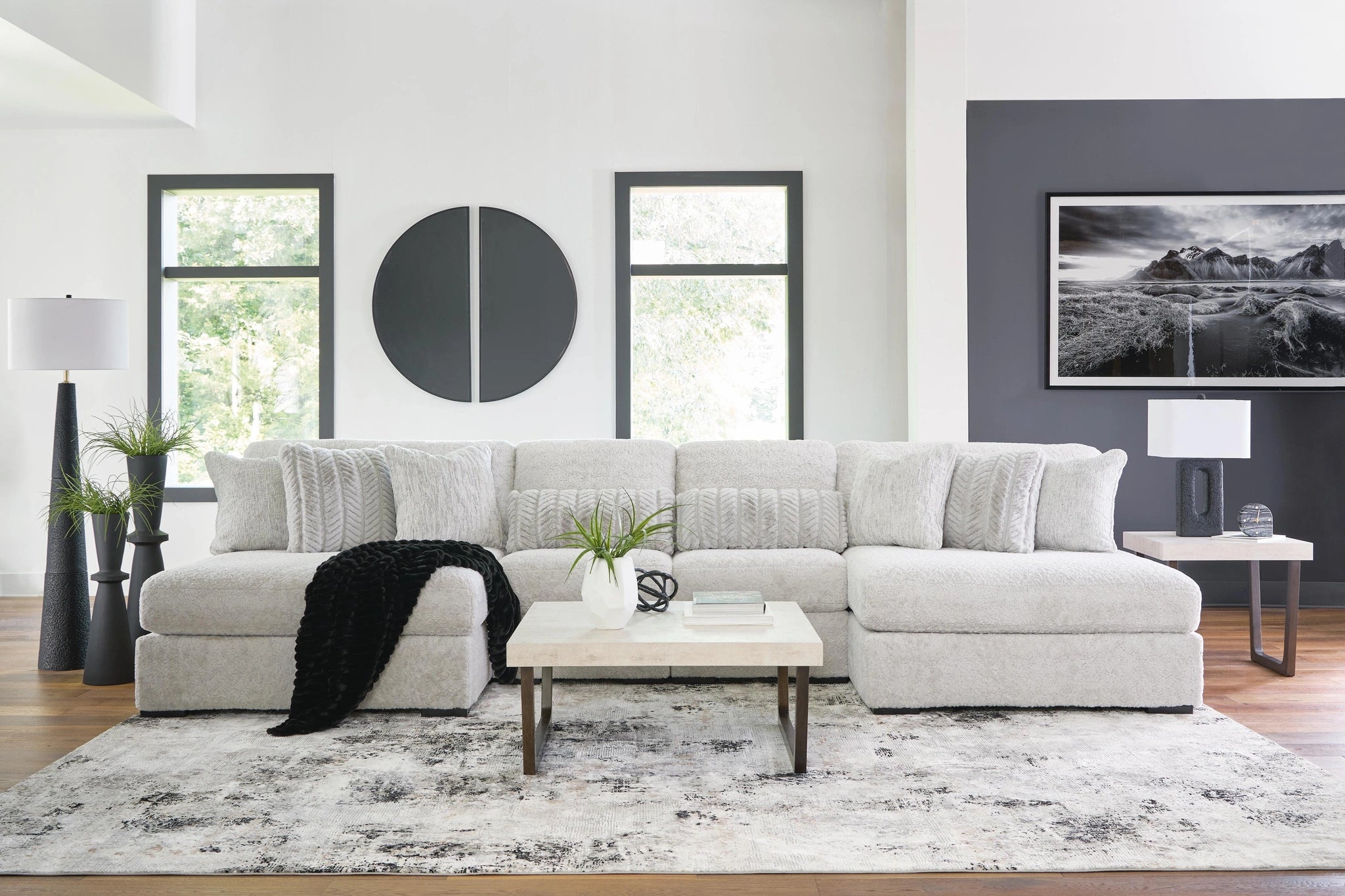 Sofá modular de peluche con chaise longue
