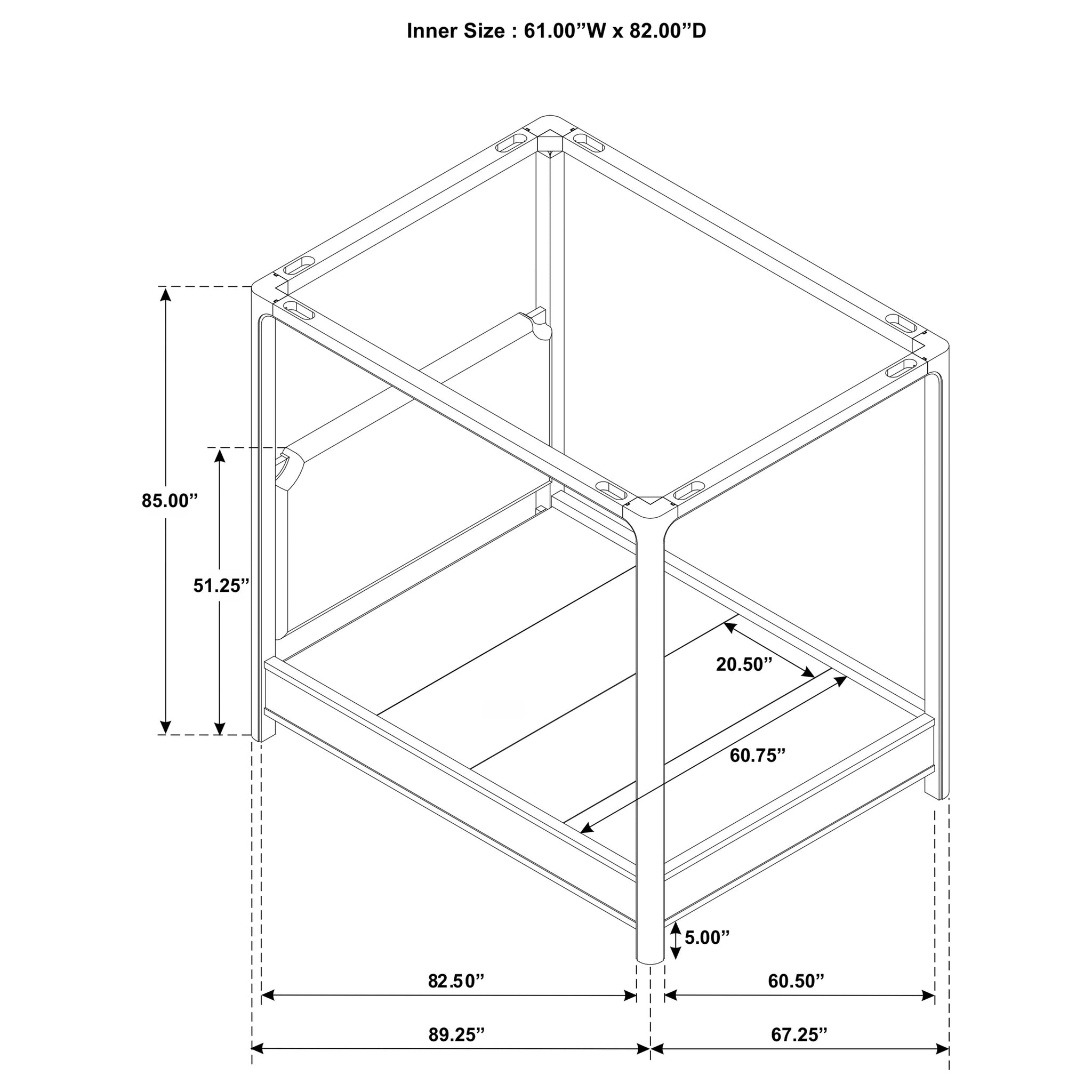 Base de cama con plataforma y dosel Solano