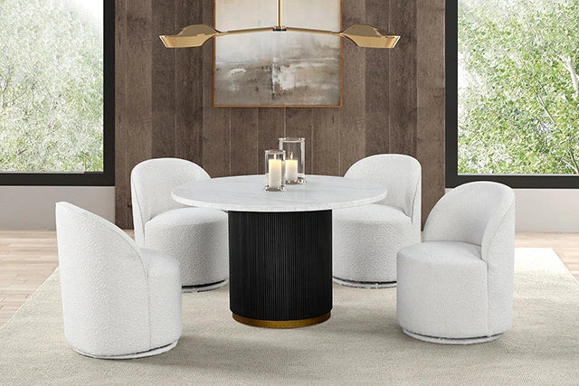 Juego de mesa de comedor Varde de 5 piezas, blanco