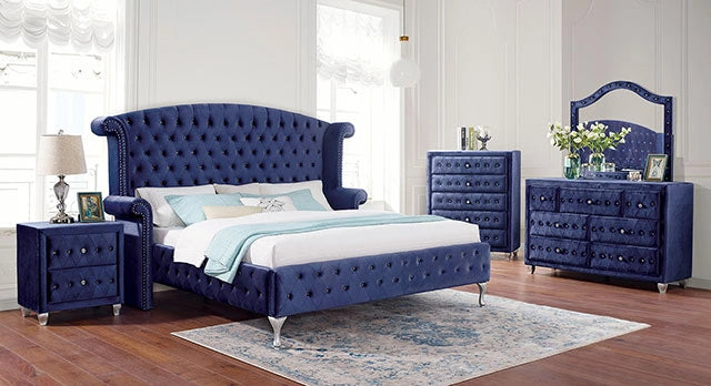 Cama ALZIR King California, King y Queen, Azul