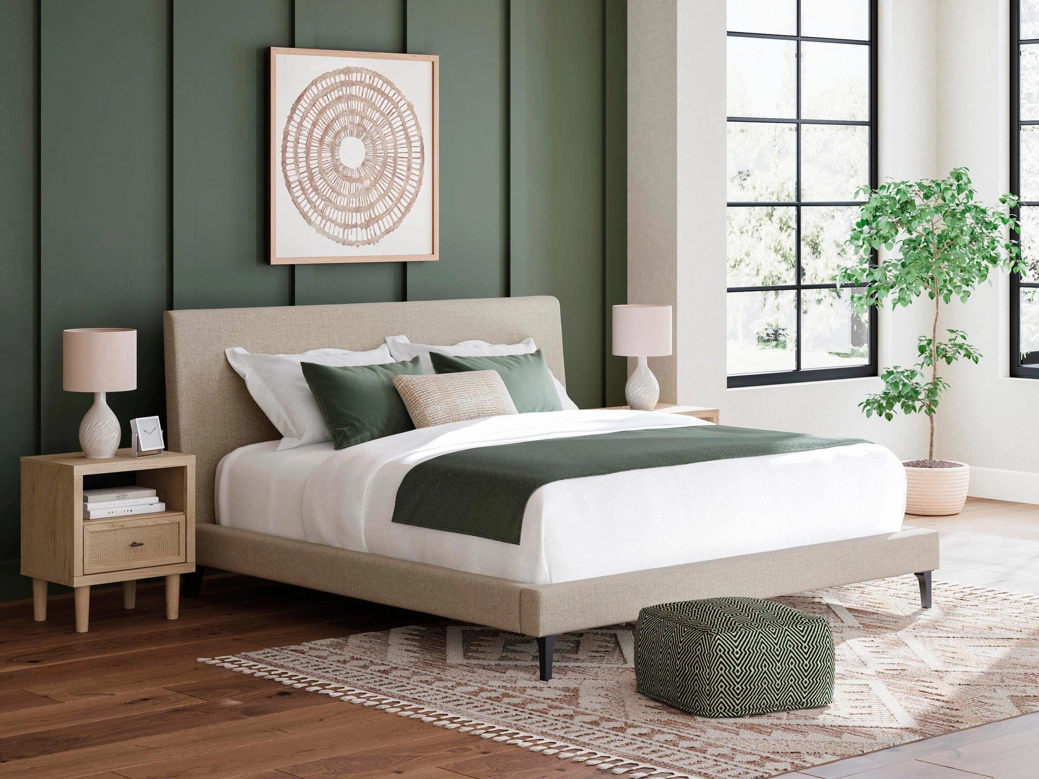 Cama tapizada Cielden con somier de láminas enrollables