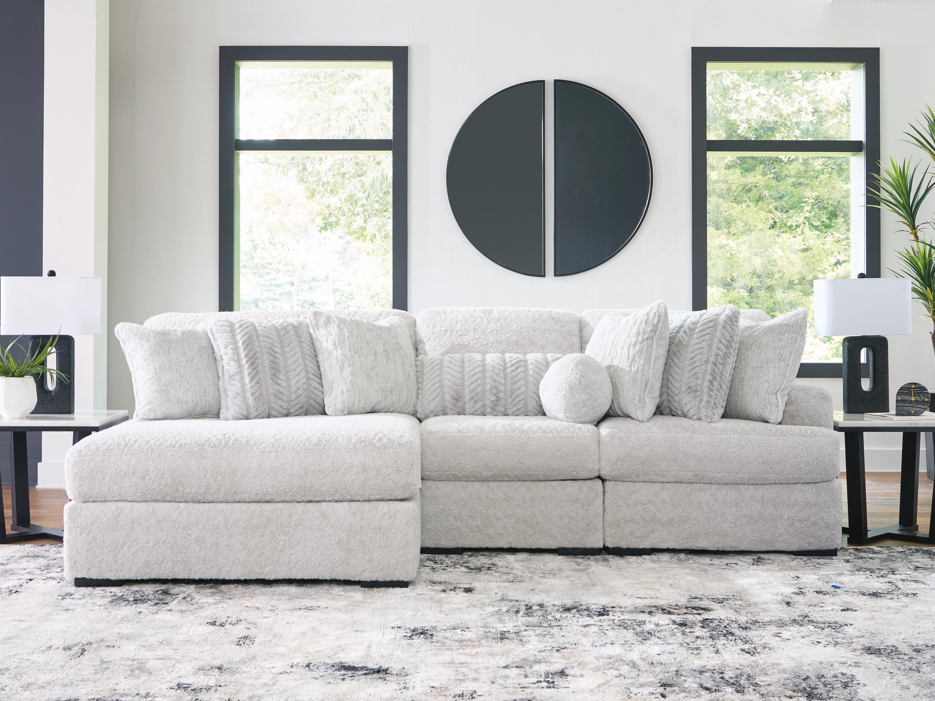 Sofá modular de peluche con chaise longue