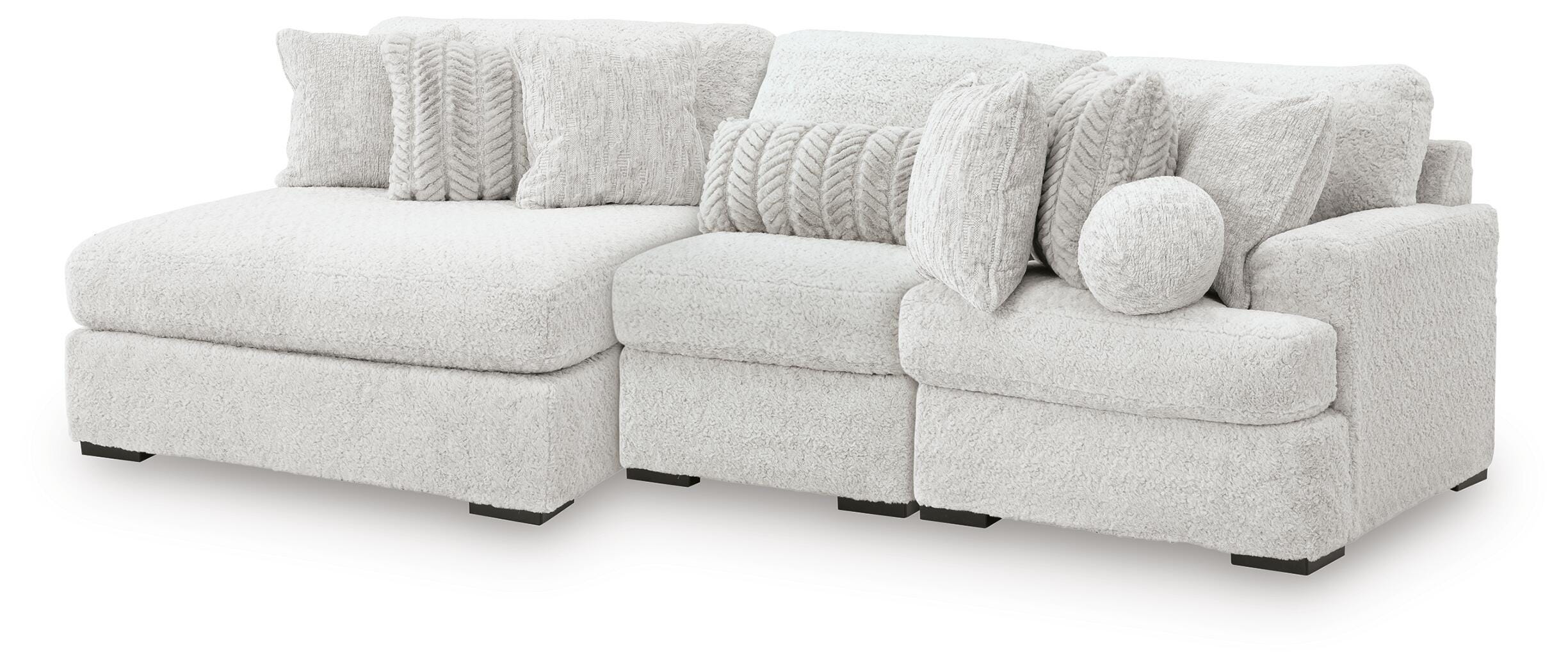 Sofá modular de peluche con chaise longue