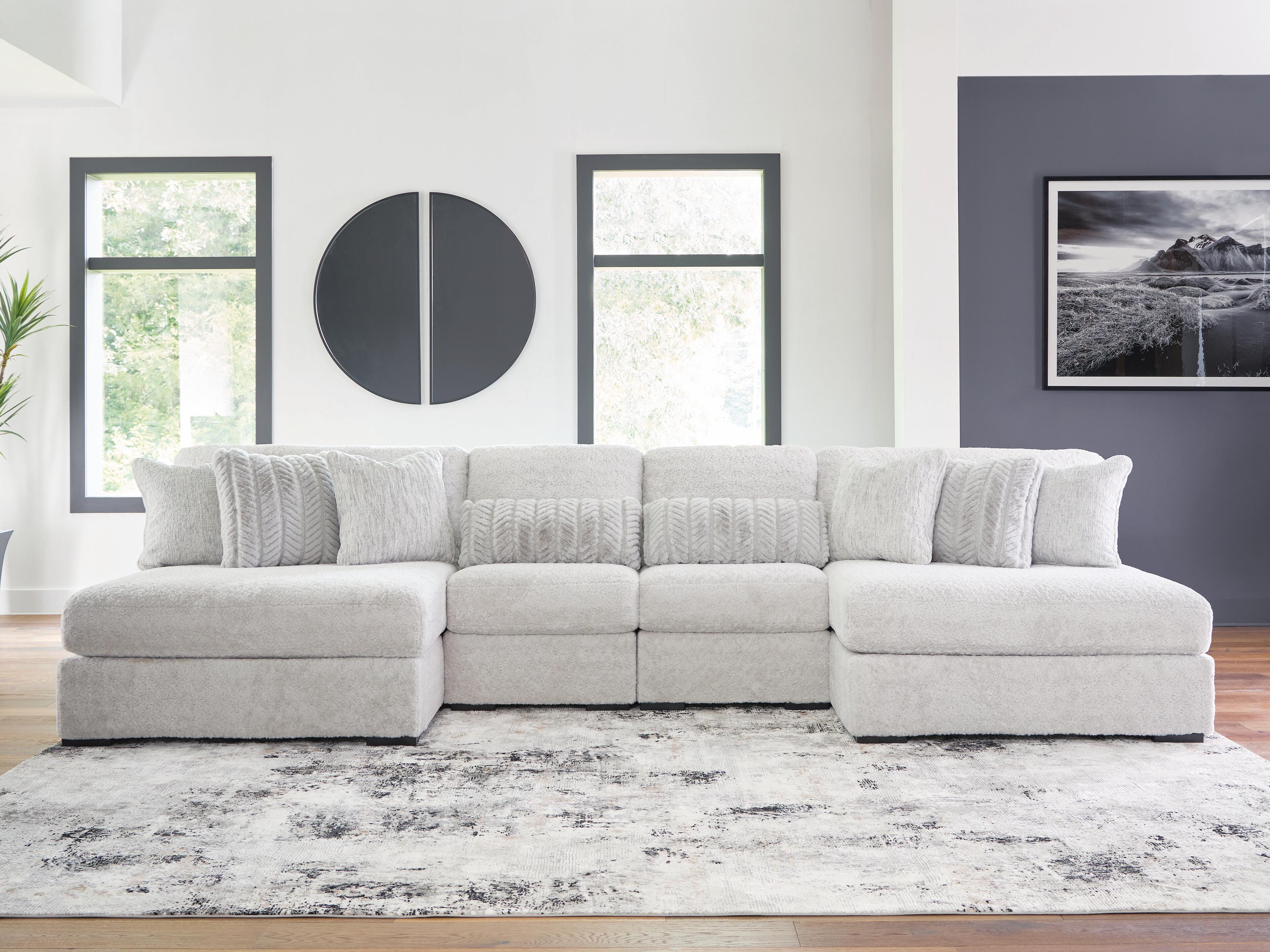 Sofá modular de peluche con chaise longue