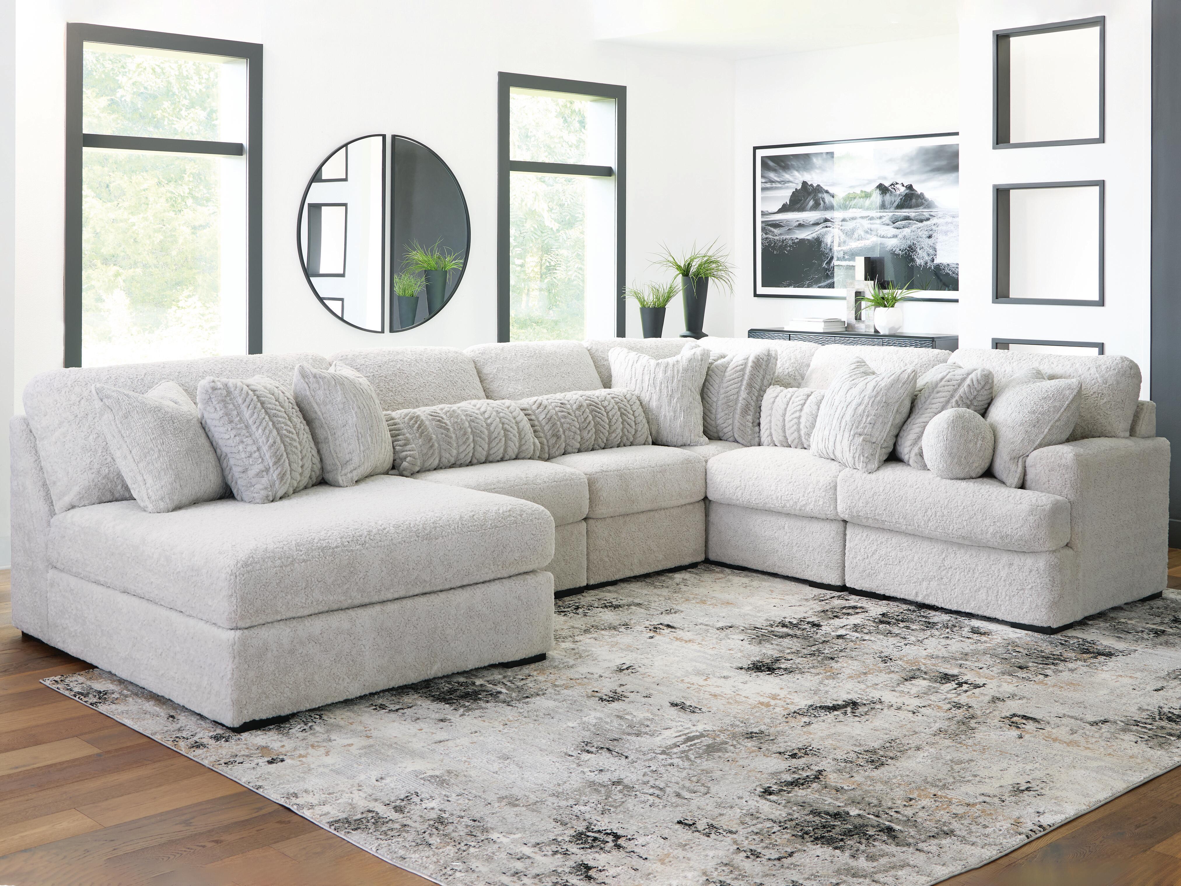 Sofá modular de peluche con chaise longue