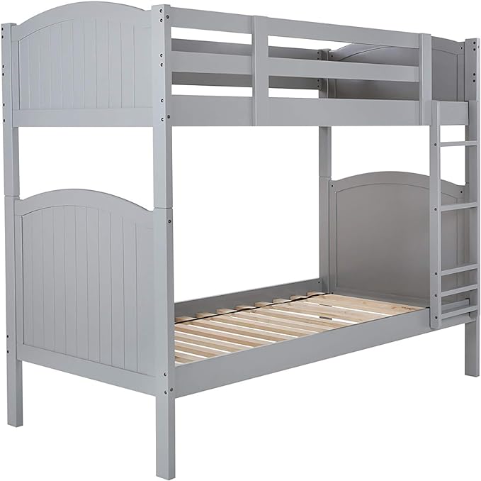 Lit litera doble de madera maciza Konrad Furniture Paris, gris