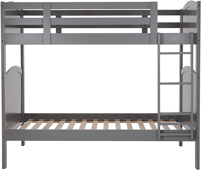 Lit litera doble de madera maciza Konrad Furniture Paris, gris
