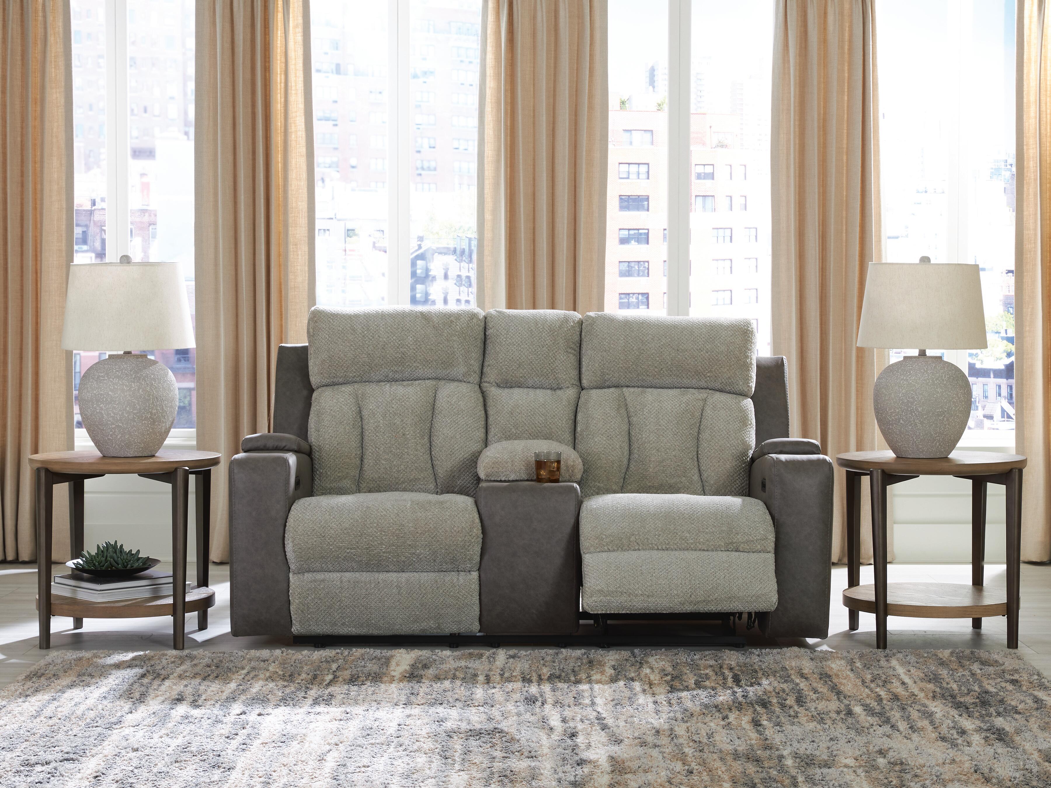 Sofá biplaza reclinable eléctrico WhipLash con consola