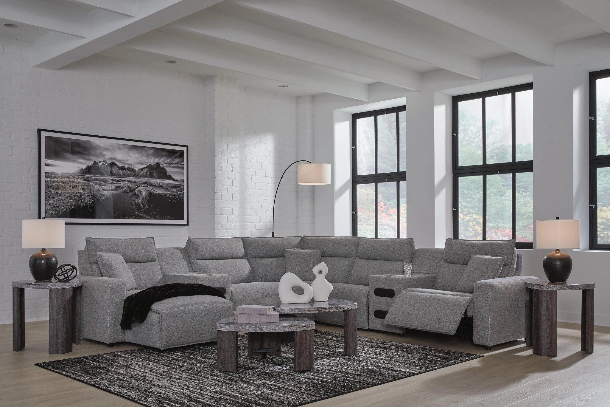 Seccional reclinable eléctrico Modmax con chaise longue