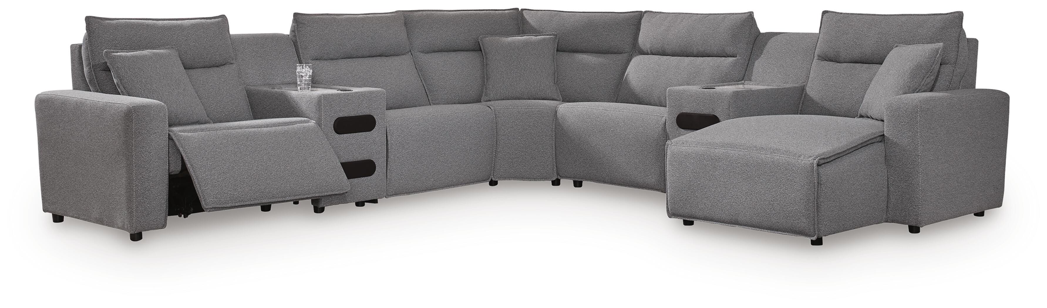 Seccional reclinable eléctrico Modmax con chaise longue