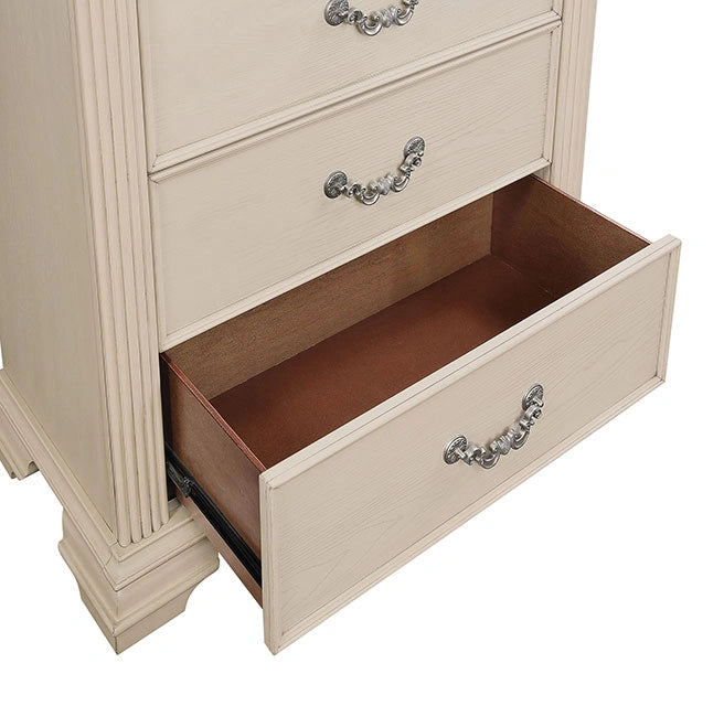 Juego de dormitorio queen de 4 y 5 piezas Pamphilos gris y blanco