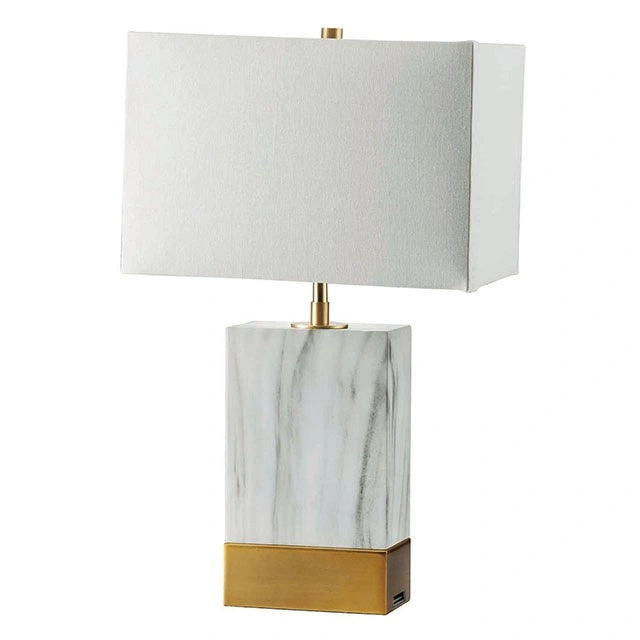 Lámpara de mesa Faith de mármol blanco/dorado de 50,8 cm de alto