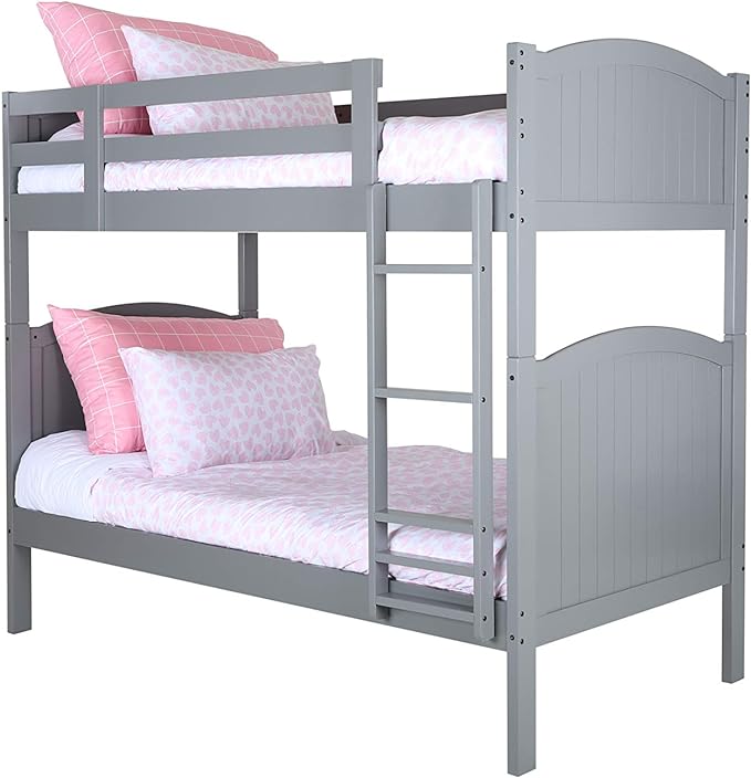 Lit litera doble de madera maciza Konrad Furniture Paris, gris