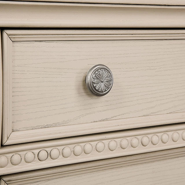 Juego de dormitorio queen de 4 y 5 piezas Pamphilos gris y blanco
