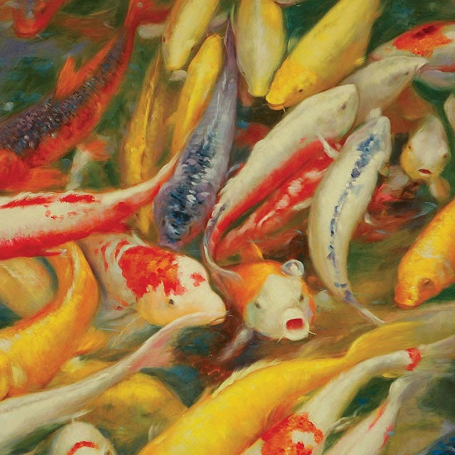Pintura en lienzo con estampado de koi