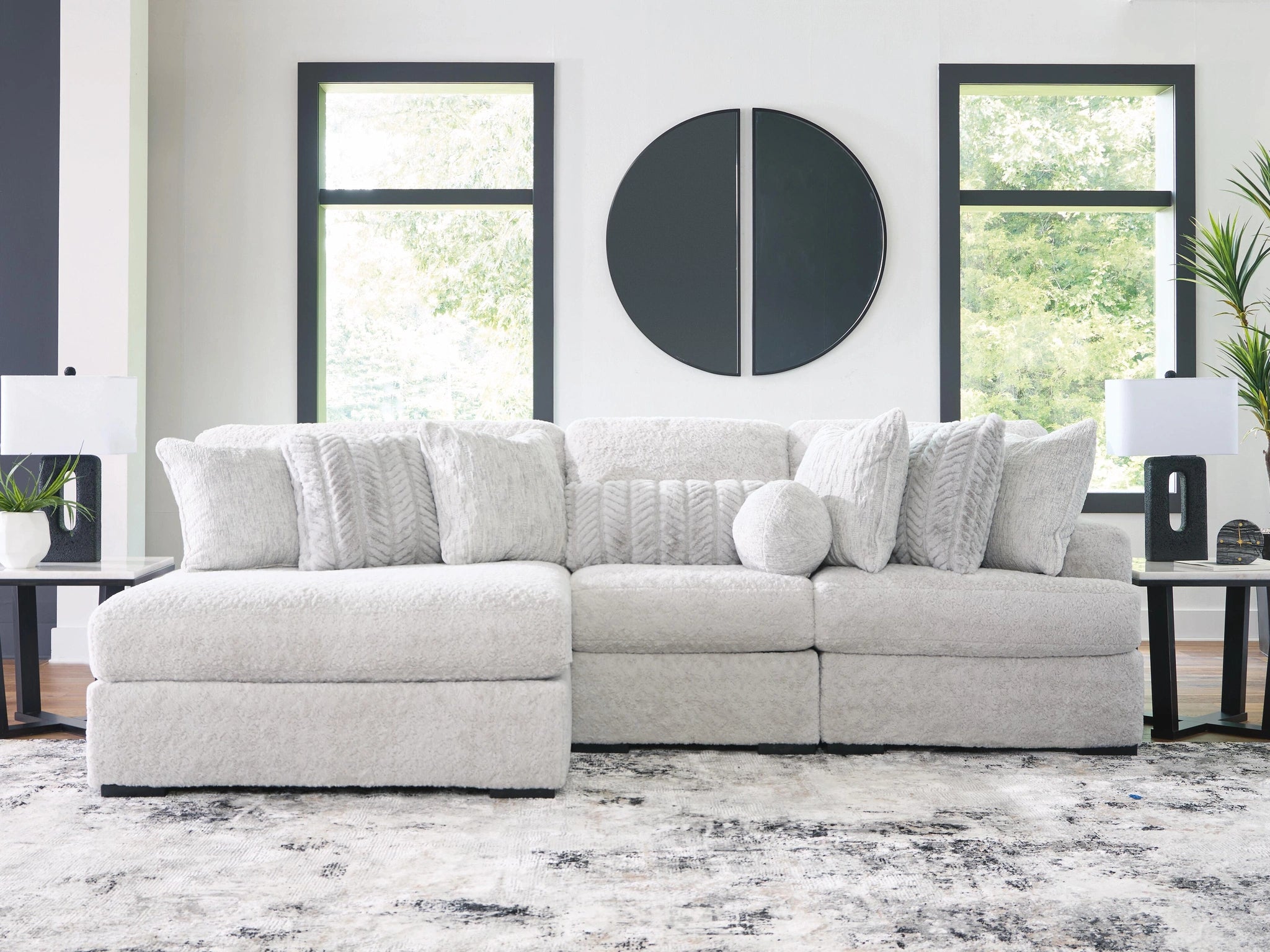 Sofá modular de peluche con chaise longue