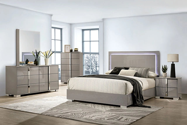 Cama extragrande Sinistra en blanco, negro y beige