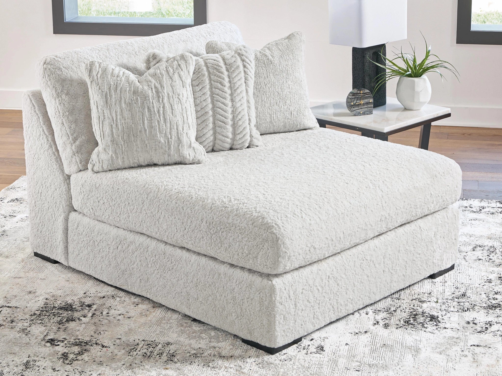 Sofá modular de peluche con chaise longue