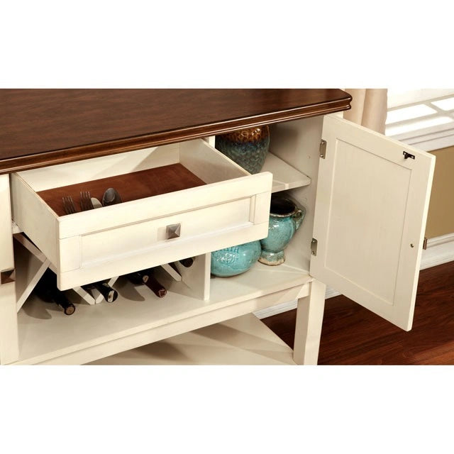 Mesa de Comedor DOVER Vintage Blanco/Cerezo con Extensión de 45 cm