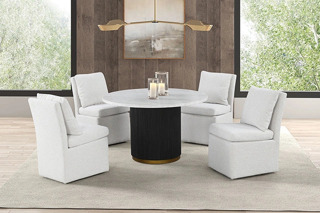 Juego de mesa de comedor Varde de 5 piezas, blanco