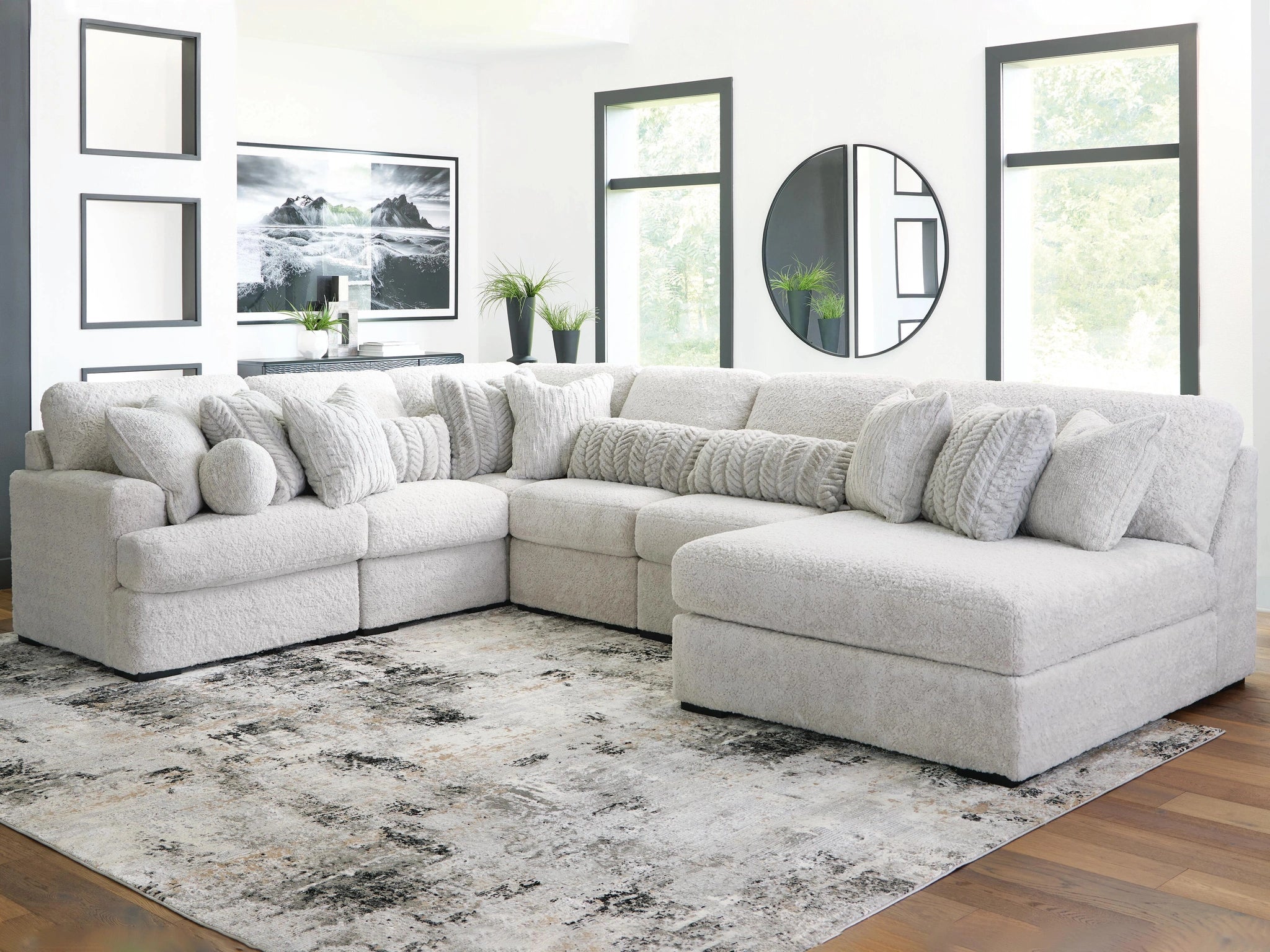 Sofá modular de peluche con chaise longue