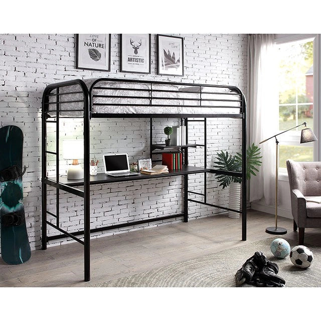 Cama Alta Doble Opal III Negra y Plateada
