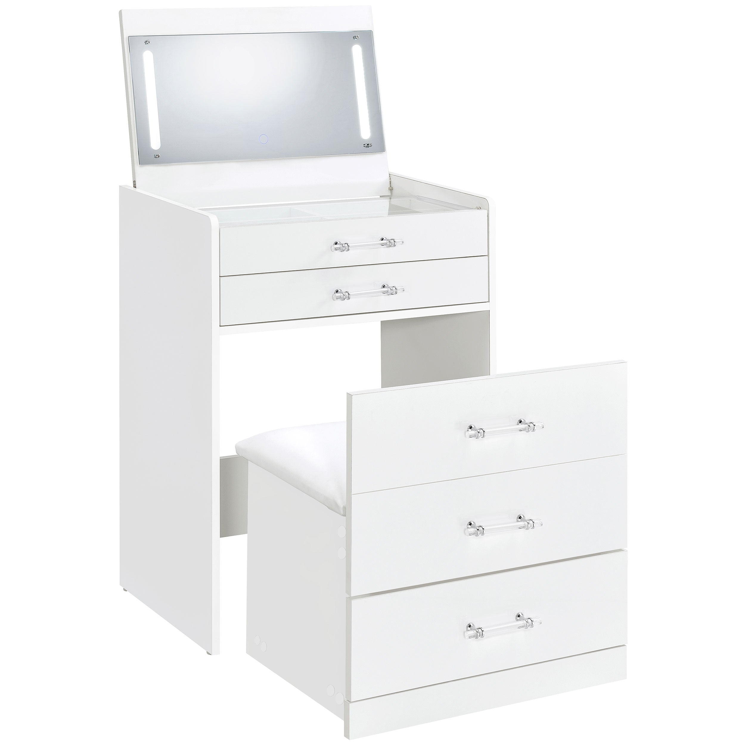 Danbury Makeup Vanity Table with LED Mirror and Stool