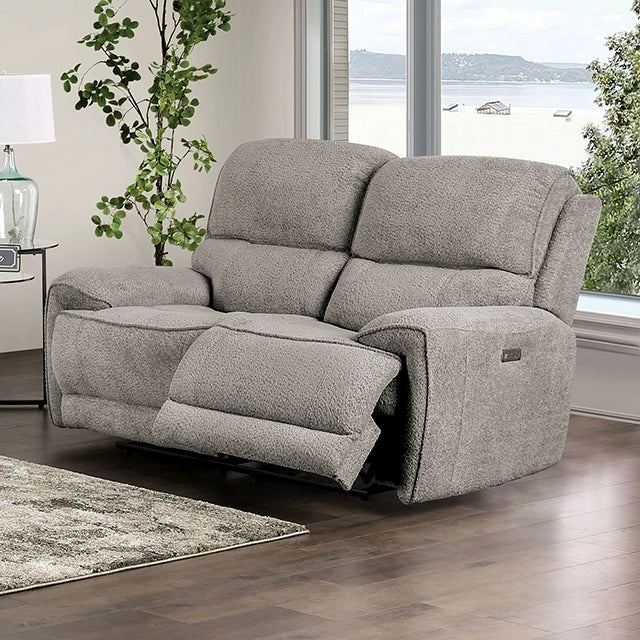 Sofá biplaza reclinable eléctrico MORCOTE, gris claro
