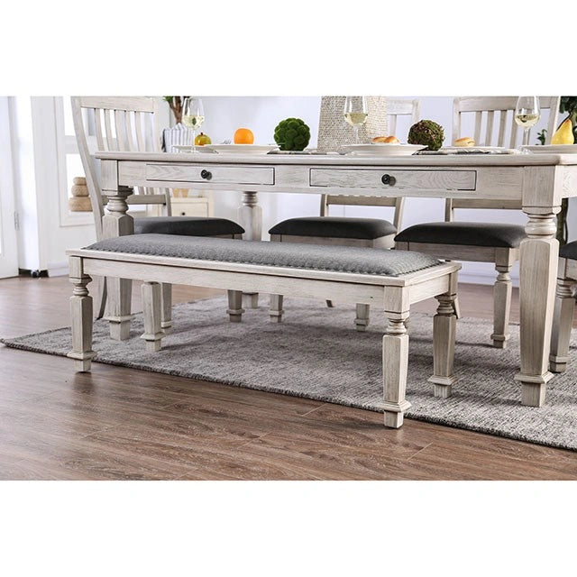 Mesa de comedor Georgia en blanco/gris antiguo