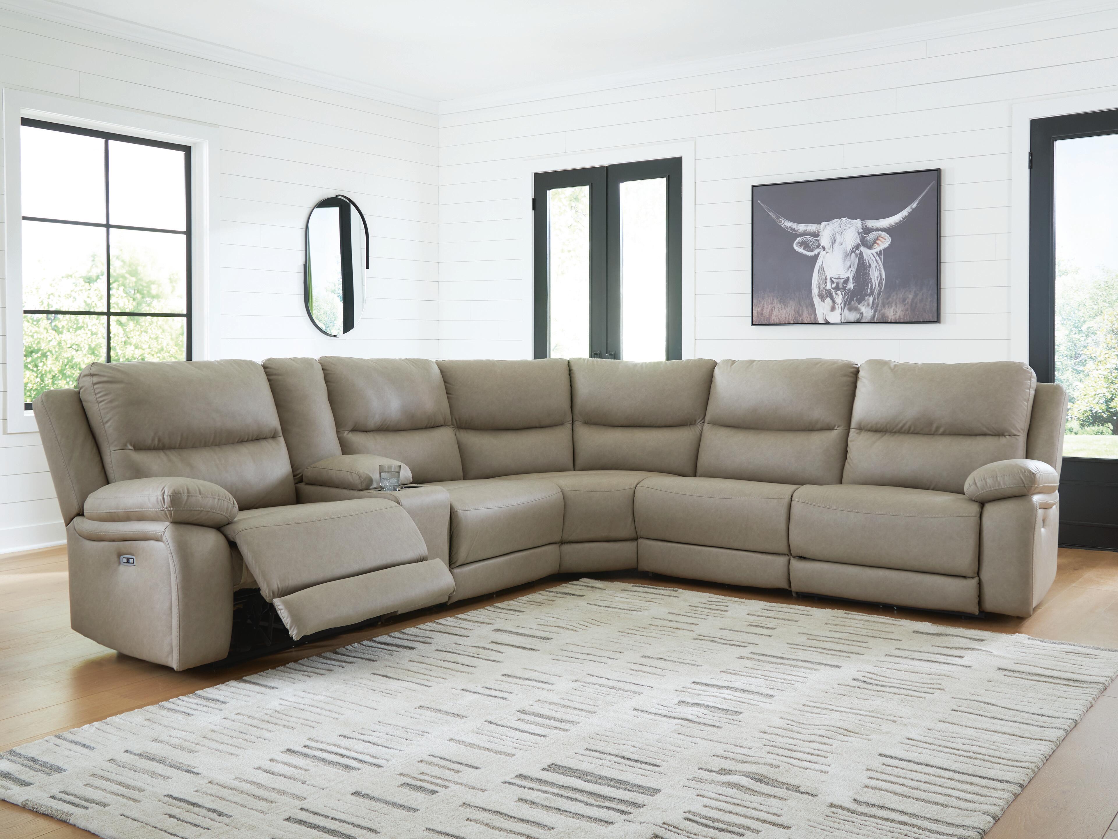 Seccional Reclinable Narwhal Place con Consola de Almacenamiento