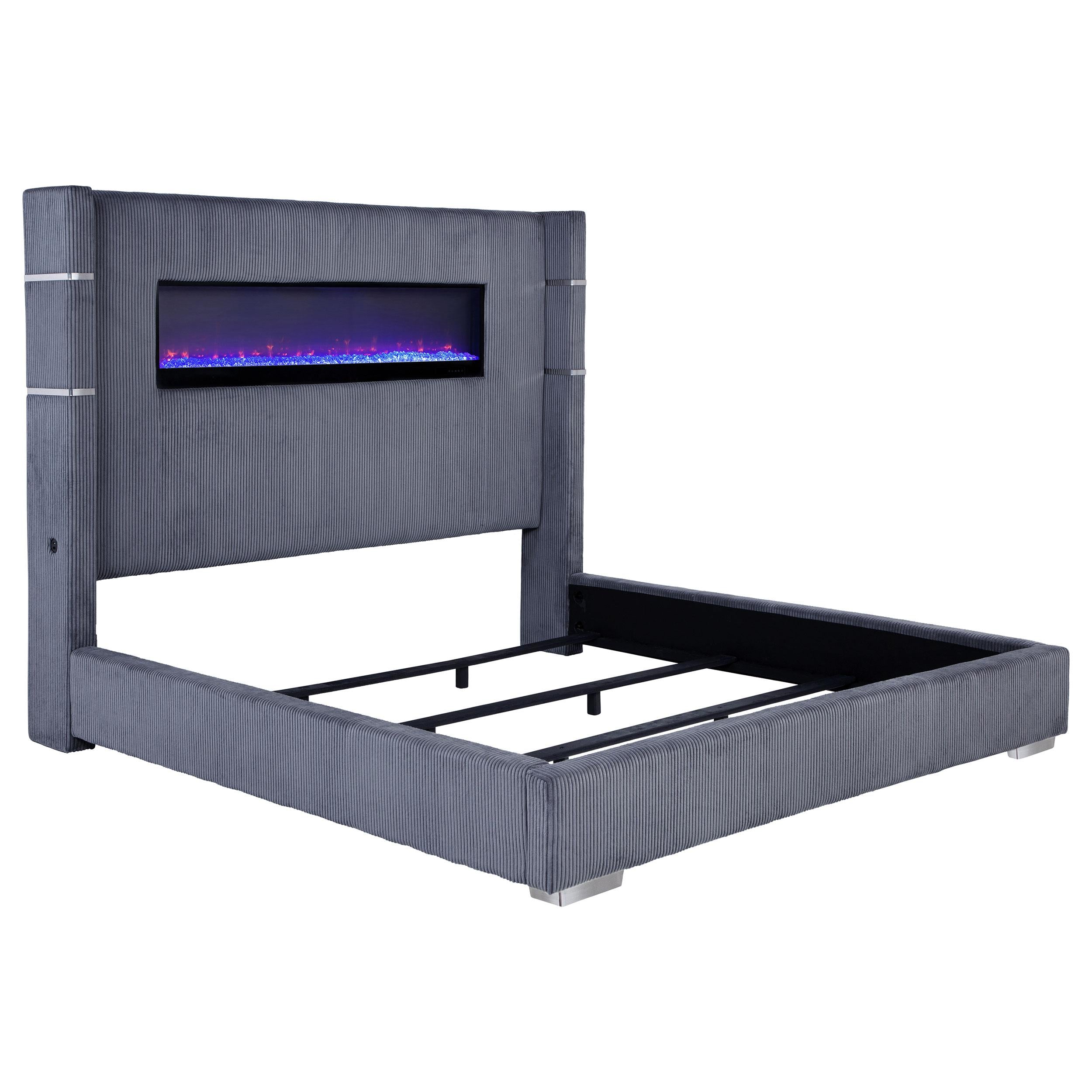 Tisdall Wingback Bed with Flame Visualizer