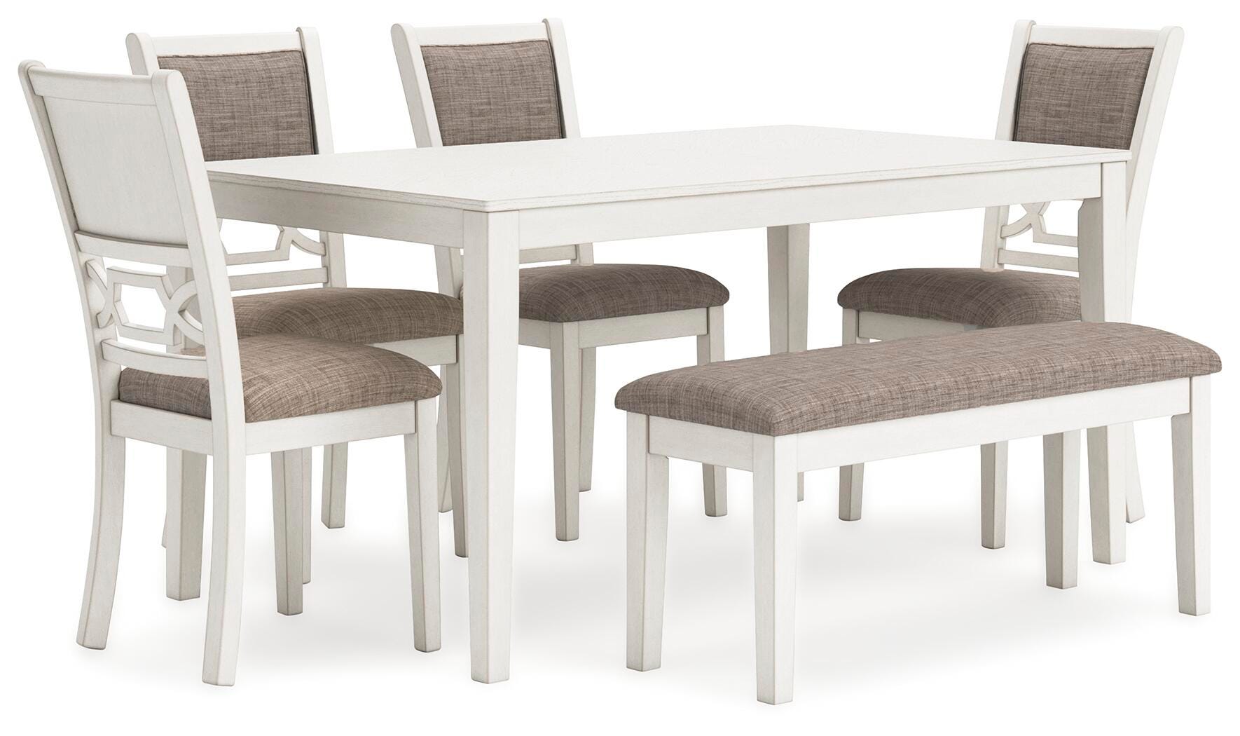 Mesa de comedor Erinberg con 4 sillas y banco (juego de 6 piezas)