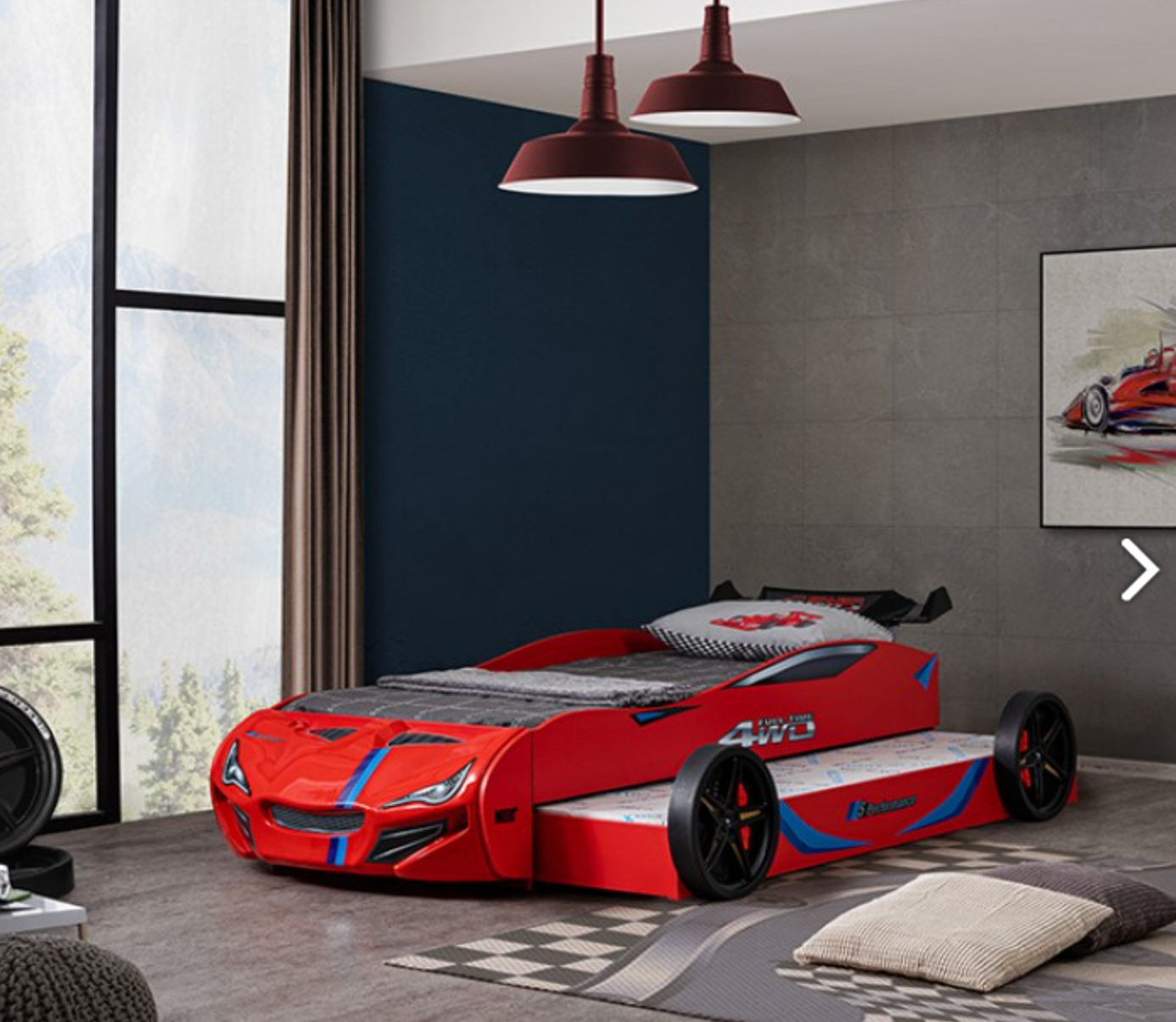 Tracklite Kids Car Bed - Red