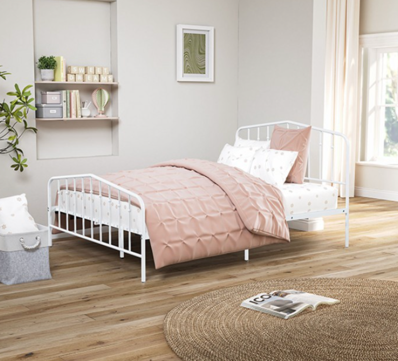 Nicoli Full Metal Bed - White