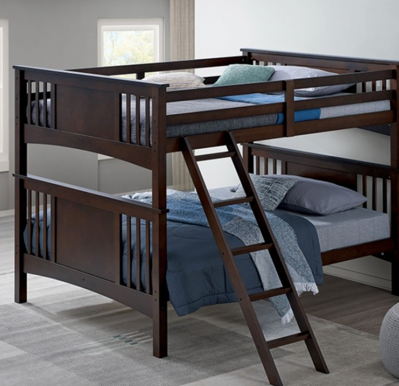 Spring Creek Full Over Full Bunk Bed- Dark Walnut