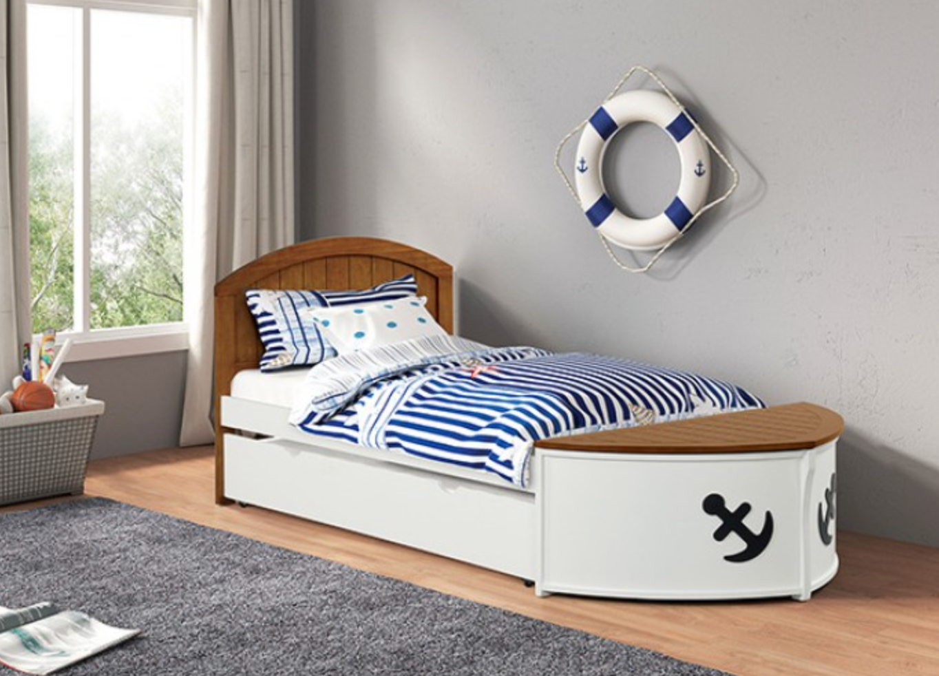 Posiedon Twin Captain Bed- White