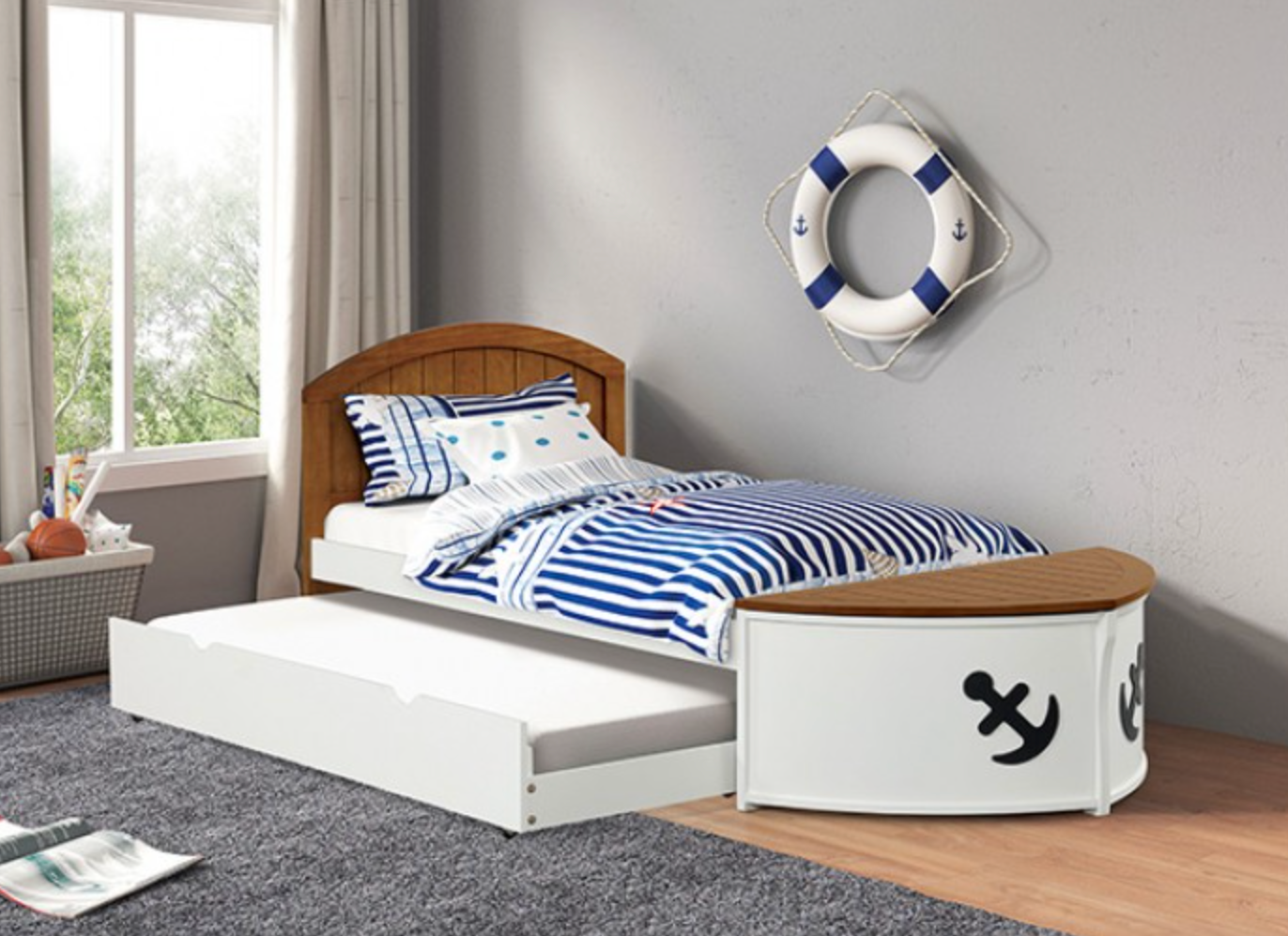 Posiedon Twin Captain Bed- White