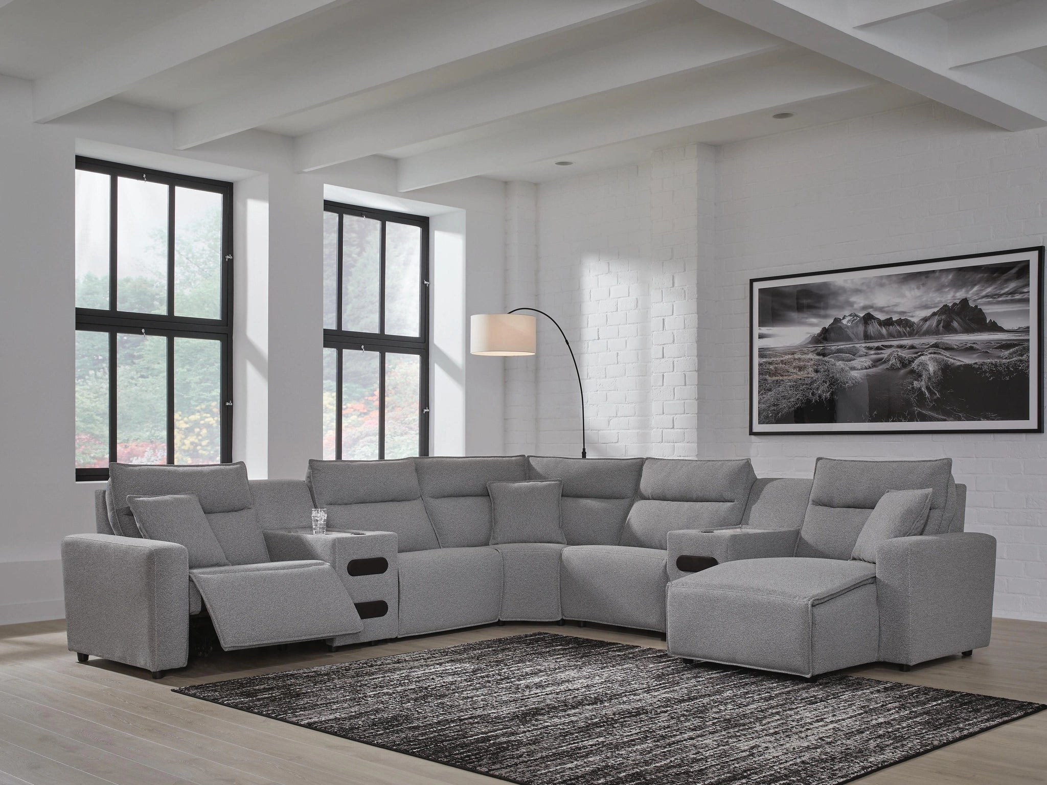 Seccional reclinable eléctrico Modmax con chaise longue