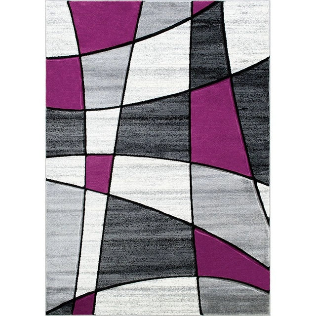 Alfombra de área Niksar gris/púrpura de 5' x 7'