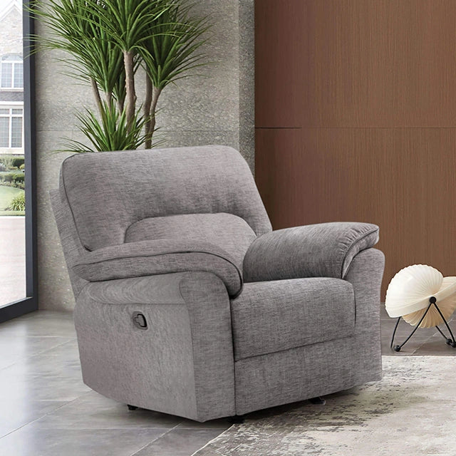 Sillón reclinable deslizante JOSIAS, tela gris claro