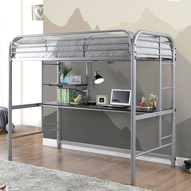 Cama Alta Doble Opal III Negra y Plateada