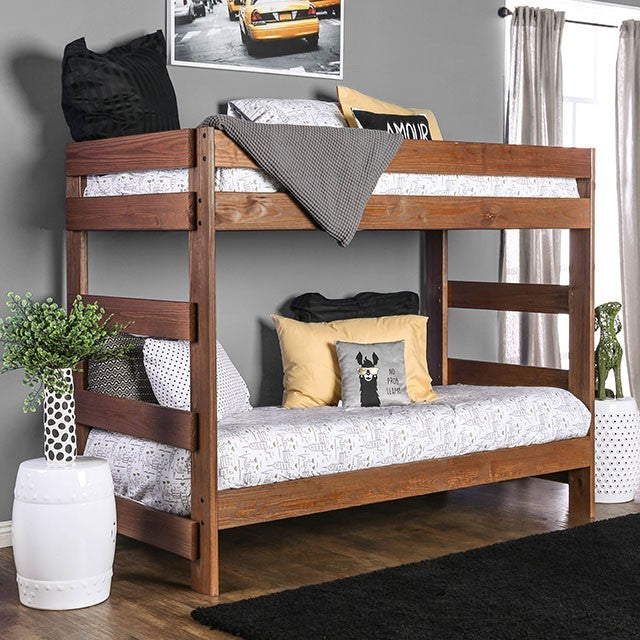 Arlette Twin Over Twin Bunk Bed Mahogany