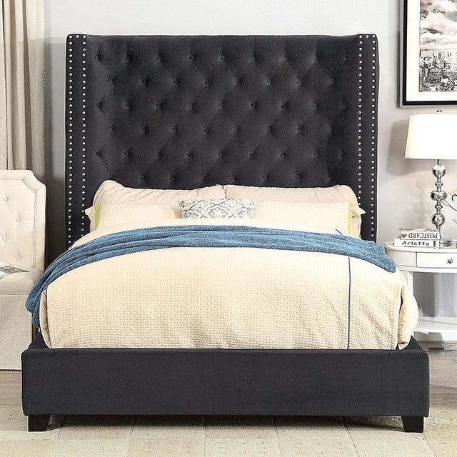 ROSABELLE E. Cama Queen y King, Negro, Gris y Marfil,