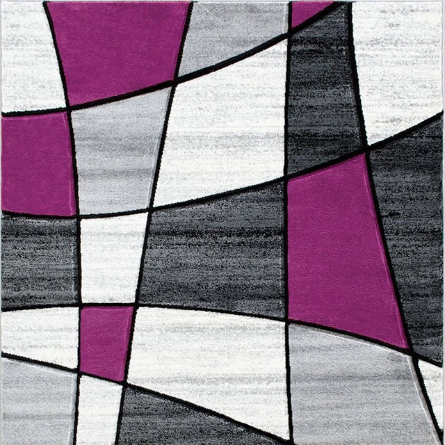 Alfombra de área Niksar gris/púrpura de 5' x 7'