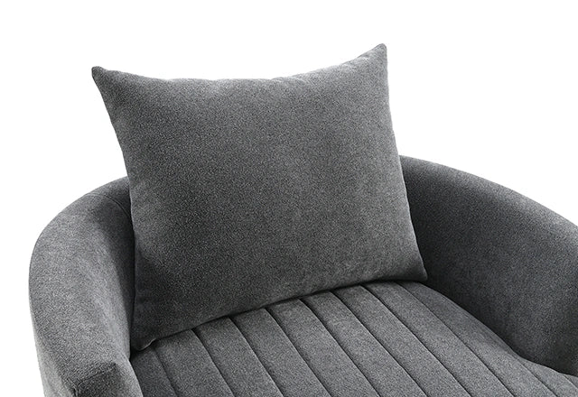 Sillón giratorio Hoople con canal tapizado en capitoné