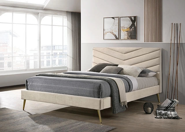 Cama VIVAR California King, Eastern King, Matrimonial y Gemela, Beige