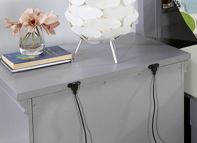 Mesita de noche CASTLILE con USB, gris