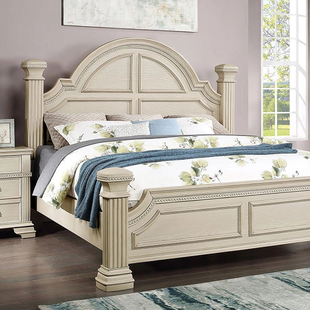 Juego de dormitorio queen de 4 y 5 piezas Pamphilos gris y blanco