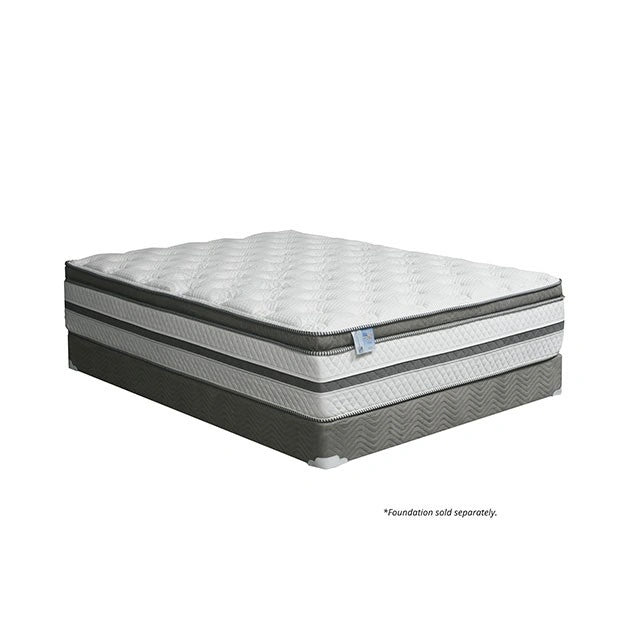Colchón Euro Pillow Top SIDDALEE Blanco/Gris de 16", Queen