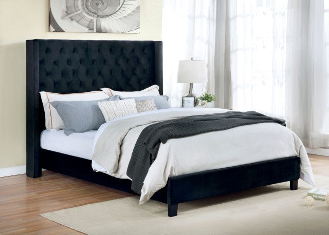 Cama Ryleigh negra, gris y azul marino